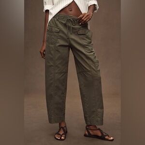 NWT! Anthropologie Moss Green Pilcro Utility Drawstring Pocket Pants - Size XS 🔎